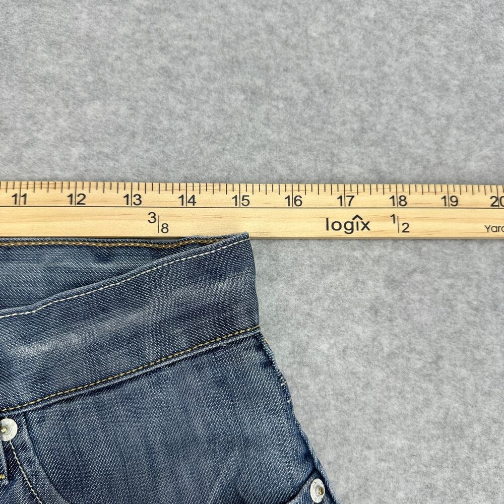 Levi's 527 Denim Skirt WMNS 30 Blue Raw Hem Zip Fly A-Line Reworked Upcycle Vtg - Picture 6 of 8
